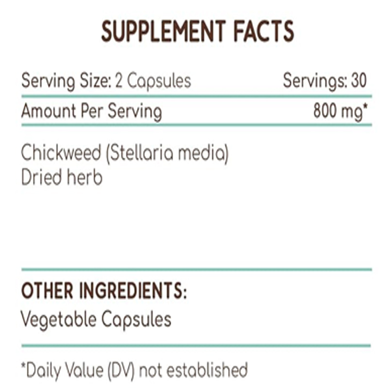 Chickweed 60 Capsules, 800 Mg, - đánh giá và giá Dried Herbs